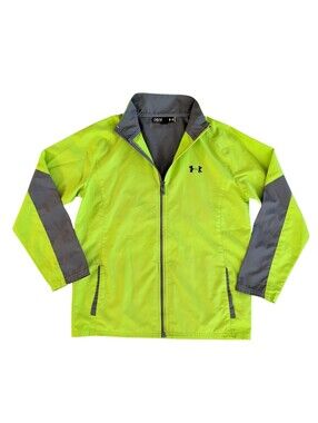 Under Armour Loose Zip-Up Lightweight Windbreaker Jacket YMD Youth Medium Neon